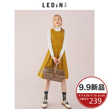 乐町2018秋装新款女复古收腰连衣裙无袖韩版气质ins超火的A字裙潮图片