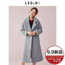 乐町2018秋季新款女装翻领羊毛中长款过膝毛呢大衣薄款呢子外套图片