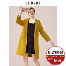 乐町2018秋季新款大衣女韩版羊毛流行宽松中长款双面毛呢秋冬外套图片
