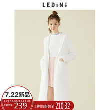 乐町2018秋季新款女装毛针织衫开衫中长款连帽chic毛衣薄款外套图片