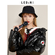 乐町短款连帽羽绒服2018冬装新款白鸭绒加厚个性怪味少女复古外套图片