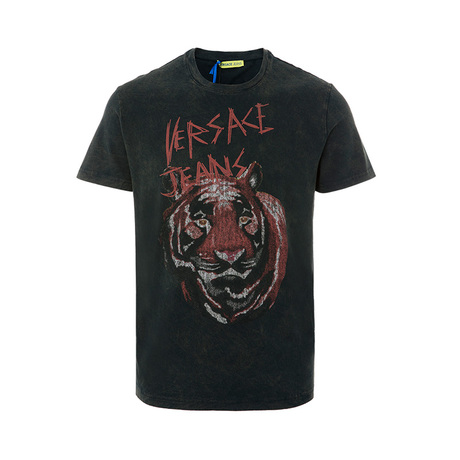 VERSACE JEANS棉氨材质logo字母&虎头图案装饰女士短袖T恤商品大图