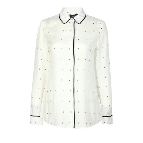 ARMANI JEANS 混合材质字母印花图案女士长袖衬衫银泰商品大图