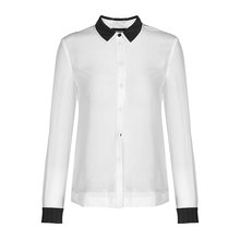 ARMANI JEANS 桑蚕丝材质衣领袖口拼色领设计女士雪纺衫银泰图片