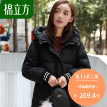韩版流行外套女棉衣冬季2018新款棉立方黑色时尚加厚中长款棉服图片