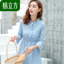 小清新绣花棉木耳边连衣裙女秋装2018新款棉立方bf裙子原宿学院风图片