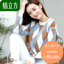 清新毛衣女秋冬2018新款棉立方甜美复古圆领小宽松韩版长袖针织衫图片