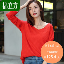 针织衫女长袖2018秋季新款棉立方韩版薄款羊毛V领打底套头毛衣图片