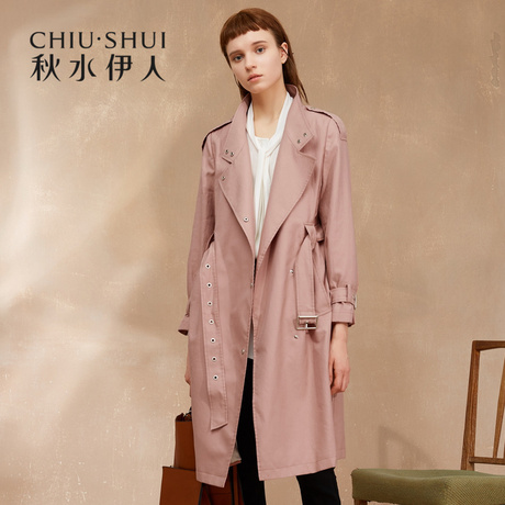 【商场同款】秋水伊人风衣2018秋装新款女装翻领长袖开叉外套女商品大图