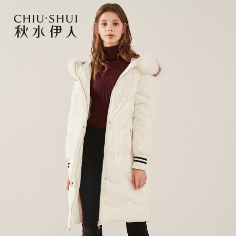 秋水伊人羽绒服新款女装2018冬装狐狸毛皮貉子毛皮白鸭绒上衣外套商品大图