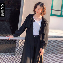 夏娜束袖lulu风衣女中长款韩版秋季2018新款气质收腰宽松大衣外套图片
