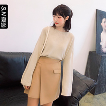 夏娜chic早秋毛衣外套女韩版2018新款落肩长袖宽松上衣薄款针织衫图片