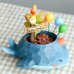 如果迷你创意可爱气球花插微景观树脂雨伞多肉花盆插件装饰小摆件