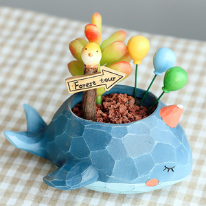 如果迷你创意可爱气球花插微景观树脂雨伞多肉花盆插件装饰小摆件