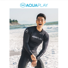 防晒浮潜衣黑色紧身修身 韩国AquaPlay潜水服男分体长袖 冲浪水母服