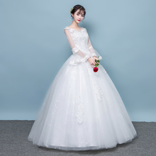 齐地婚纱冬 显瘦韩版 2019新娘结婚长拖尾长袖 大码 修身 婚纱礼服新款