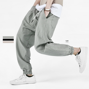 BJHG夏季独家欧美街头宽松棉麻休闲裤