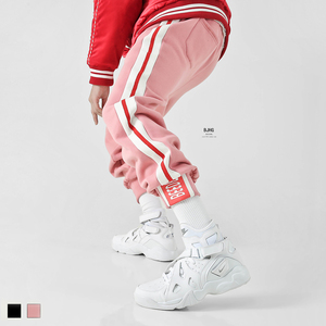 BJHG欧美街头条纹撞色哈伦裤