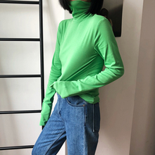 修身 显瘦韩范百搭弹力纯色t恤 女2019春季薄款 紧身长袖 高领打底衫