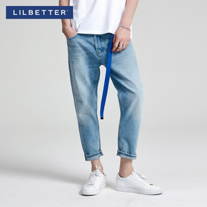 lilbetter夏季新款水洗九分牛仔裤男