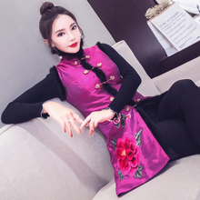 唐装汉服女秋冬女装中国风加厚中式旗袍上衣棉衣背心改良冬季马甲图片