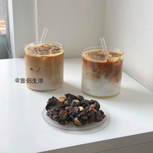 ins韩国咖啡馆拿铁咖啡杯玻璃水杯饮料杯极简牛奶杯水杯果汁杯