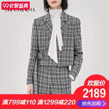 MOCO2018秋季新品复古格纹短款翻领夹克外套MA183COT107 摩安珂图片