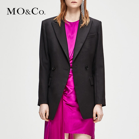 MOCO2018冬季新品纯色收腰西装外套MA184JKT102 摩安珂商品大图