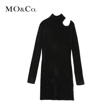 MOCO2018冬季新品个性露肩高领连衣裙MA184DRS311 摩安珂图片