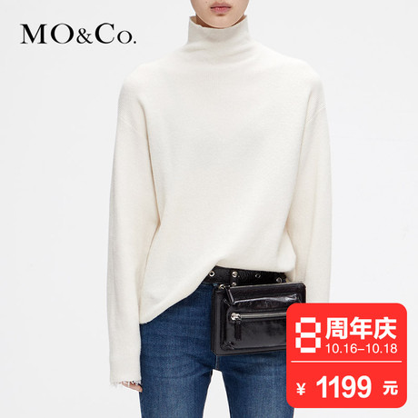 MOCO2018冬季新品个性纯色高领羊毛毛衣MT184SWT303 摩安珂商品大图