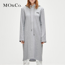 MOCO2018冬季新品假两件字母连帽卫衣连衣裙MA184DRS205 摩安珂图片