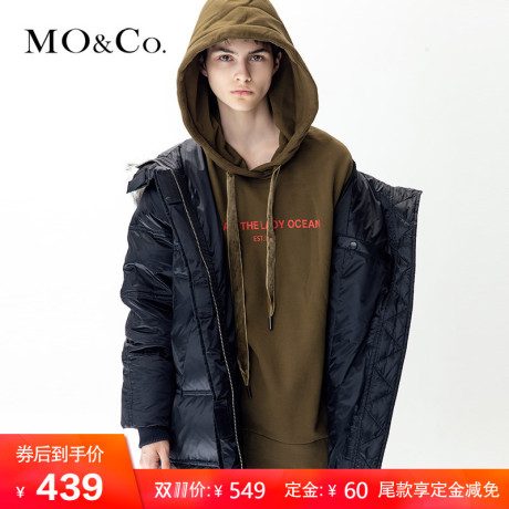 MOCO休闲连帽抽绳套头字母印花卫衣MA174SWS203摩安珂商品大图