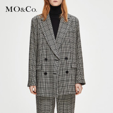 MOCO2018冬季新品双排扣翻领格纹西装外套MA184JKT120 摩安珂图片