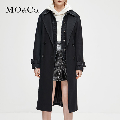 MOCO2018冬季新品个性街头假两件拼接外套MA184OVC108 摩安珂商品大图