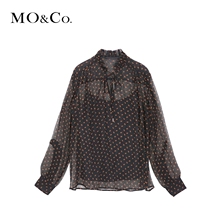 MOCO2018冬季新品性感V领飘带碎花真丝上衣MA184TOP101 摩安珂图片
