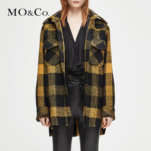 MOCO2018冬季新品翻领格纹衬衫外套MA184COT107 摩安珂图片