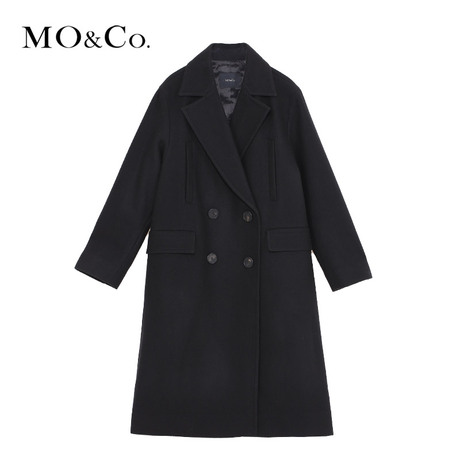 MOCO2018冬季新品纯色中长款西装外套MA184OVC122 摩安珂商品大图