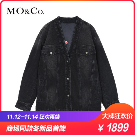 MOCO2018冬季新品双面穿牛仔刺绣外套MA184JKT403 摩安珂商品大图