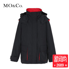 MOCO2018秋季新品高领连帽个性撞色工装外套MA183COT113 摩安珂图片