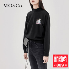 MOCO2018秋季新品小高领印花图案纯棉卫衣MA183SWS203 摩安珂图片