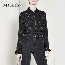 MOCO木耳边V领半门襟拉链波点上衣  摩安珂图片