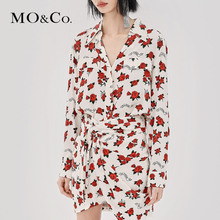 MOCO2018秋季新品玫瑰花翻领前短后长假口袋衬衫 摩安珂图片
