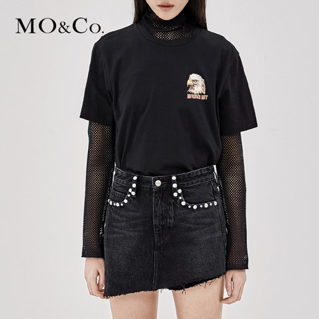 MOCO2018秋季新品纯棉宽松复古潮印花T恤MA183TEE203 摩安珂商品大图