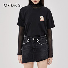 MOCO2018秋季新品纯棉宽松复古潮印花T恤MA183TEE203 摩安珂图片