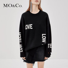 MOCO2018秋季新品个性字母套头羊毛毛衣MA183SWT305 摩安珂图片