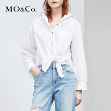 MOCO2018夏季新品翻领撞色纽扣字母标语衬衫MA182SHT106 摩安珂图片