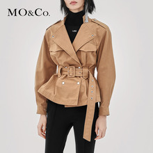 MOCO2018秋季新品个性方扣束腰翻领夹克外套MA183JKT111 摩安珂图片