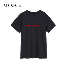 MOCO2017冬季新品胶印圆领纯棉字母短袖T恤 MT174TEE201摩安珂图片