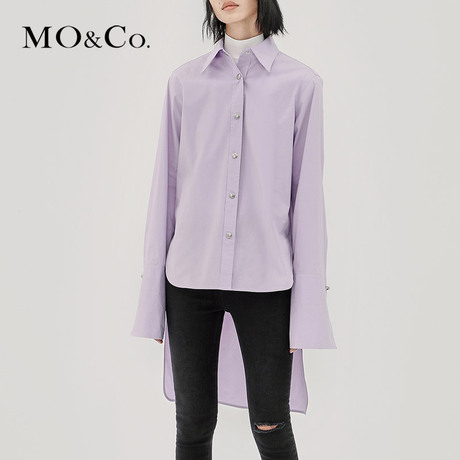 MOCO2018秋季新品尖领大口袋金属钮扣衬衫MA183SHT111 摩安珂商品大图