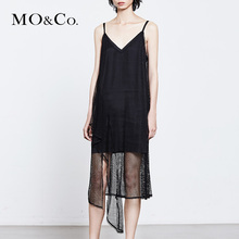 MOCO2018夏季新品V领网纱不规则裙摆两件套连衣裙MA182DRS214图片